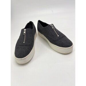 Vince Warner Zip Slip On Platform Sneaker Shoe Wool Gray 9